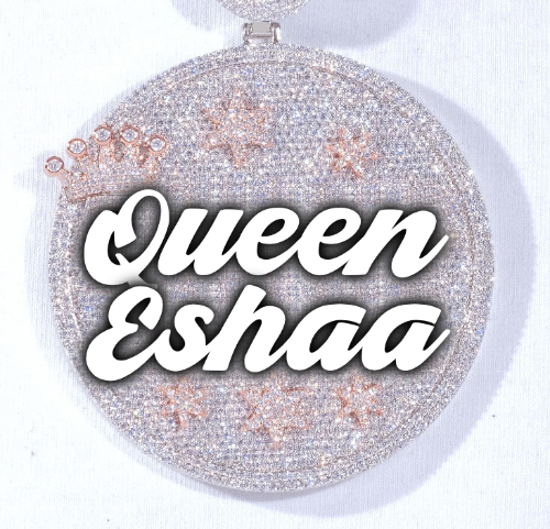 CUSTOM LETTER NECKLACE 3D BIG CROWN DISC