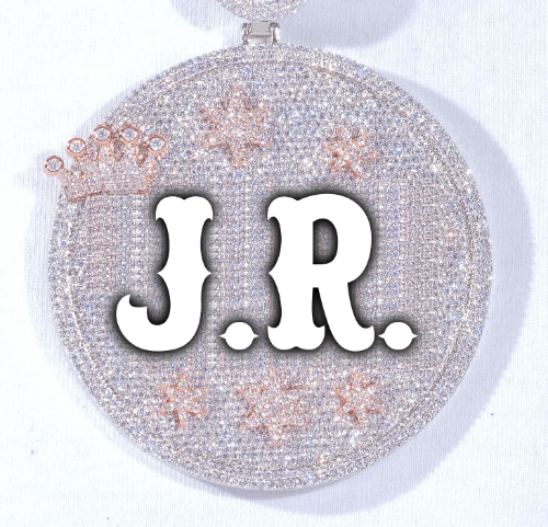 CUSTOM LETTER NECKLACE 3D BIG CROWN DISC