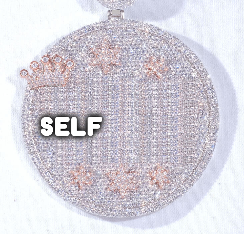 CUSTOM LETTER NECKLACE 3D BIG CROWN DISC