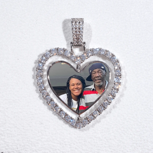 3D Spinning 2-Faced Heart Custom Picture Pendant