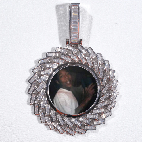 Large 3D Baguette Custom Picture Pendant