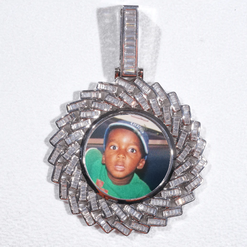 Large 3D Baguette Custom Picture Pendant