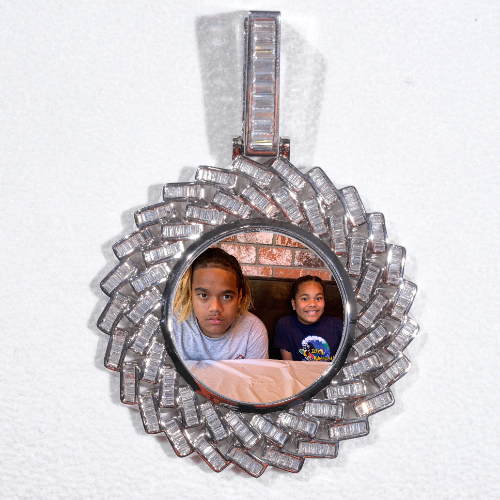 Large 3D Baguette Custom Picture Pendant