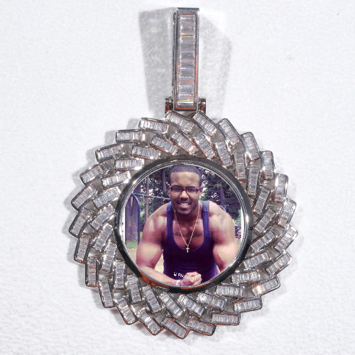 Large 3D Baguette Custom Picture Pendant