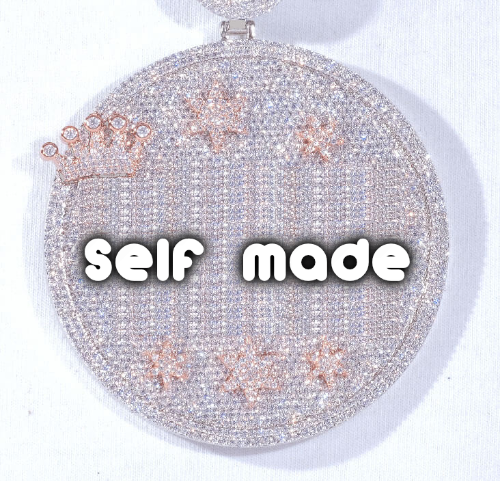 CUSTOM LETTER NECKLACE 3D BIG CROWN DISC