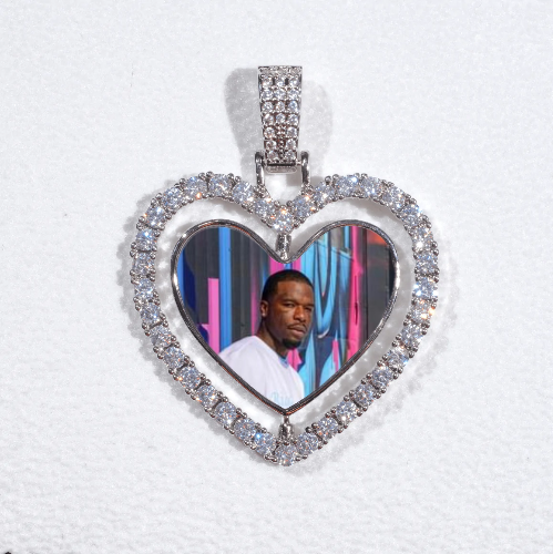 3D Spinning 2-Faced Heart Custom Picture Pendant