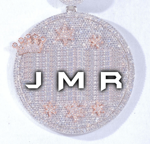CUSTOM LETTER NECKLACE 3D BIG CROWN DISC