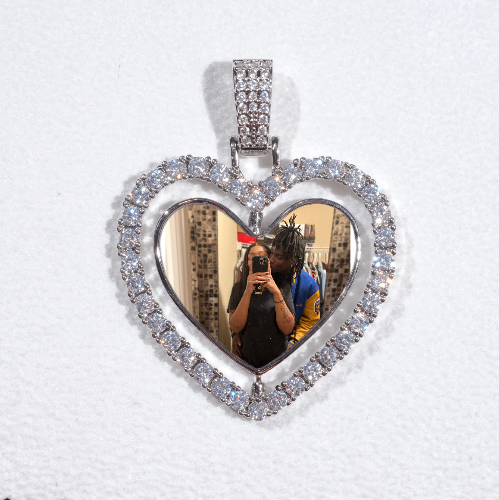 3D Spinning 2-Faced Heart Custom Picture Pendant
