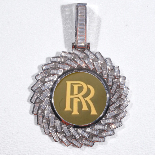 Large 3D Baguette Custom Picture Pendant
