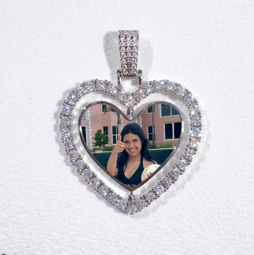 3D Spinning 2-Faced Heart Custom Picture Pendant