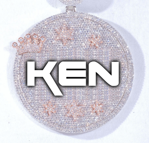 CUSTOM LETTER NECKLACE 3D BIG CROWN DISC
