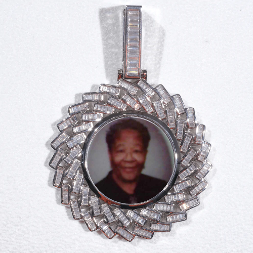 Large 3D Baguette Custom Picture Pendant