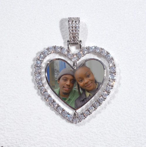 3D Spinning 2-Faced Heart Custom Picture Pendant