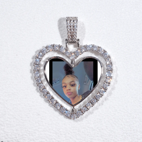 3D Spinning 2-Faced Heart Custom Picture Pendant