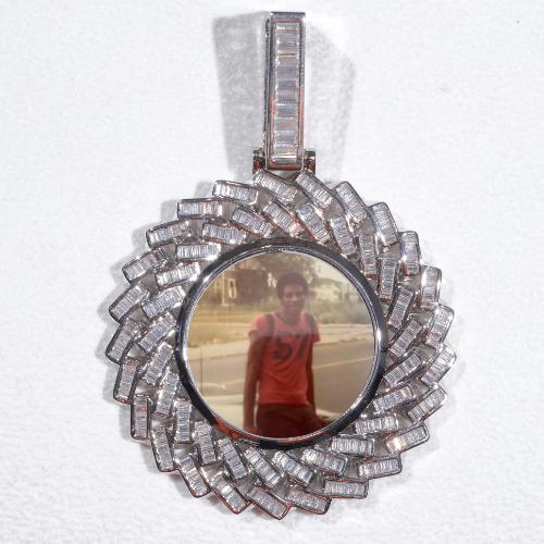Large 3D Baguette Custom Picture Pendant