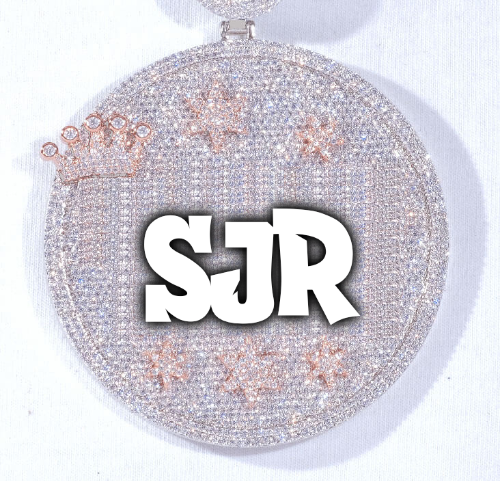 CUSTOM LETTER NECKLACE 3D BIG CROWN DISC