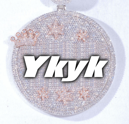 CUSTOM LETTER NECKLACE 3D BIG CROWN DISC