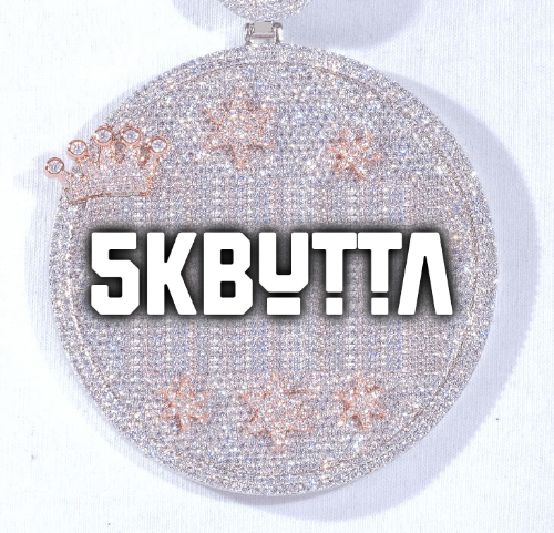 CUSTOM LETTER NECKLACE 3D BIG CROWN DISC
