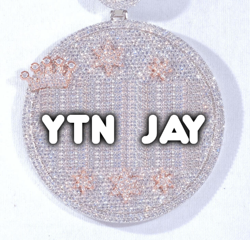 CUSTOM LETTER NECKLACE 3D BIG CROWN DISC