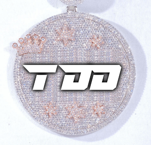 CUSTOM LETTER NECKLACE 3D BIG CROWN DISC