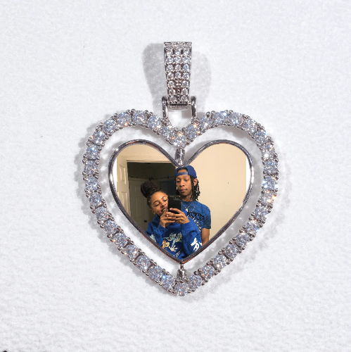 3D Spinning 2-Faced Heart Custom Picture Pendant