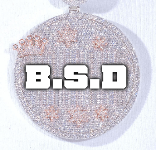 CUSTOM LETTER NECKLACE 3D BIG CROWN DISC