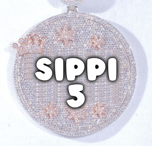 CUSTOM LETTER NECKLACE 3D BIG CROWN DISC