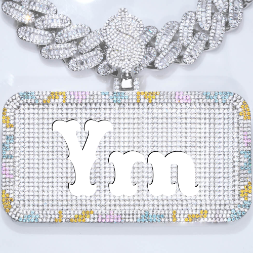 CUSTOM LETTER NECKLACE 3D COLORFUL SQUARE