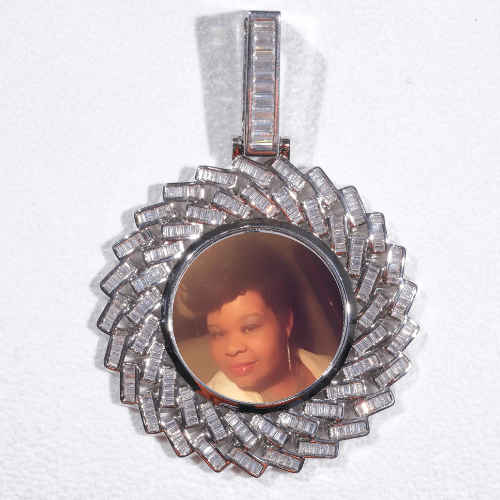 Large 3D Baguette Custom Picture Pendant