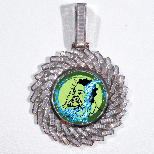 Large 3D Baguette Custom Picture Pendant