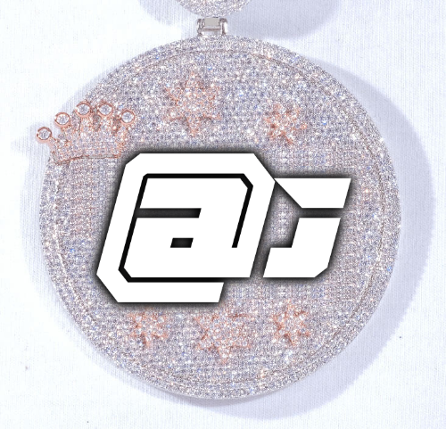 CUSTOM LETTER NECKLACE 3D BIG CROWN DISC