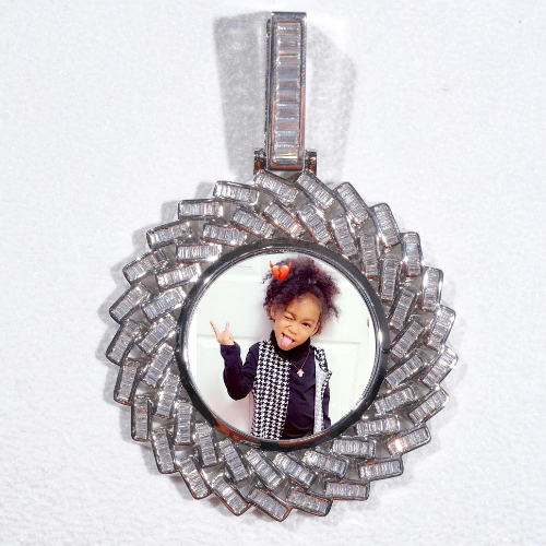 Large 3D Baguette Custom Picture Pendant