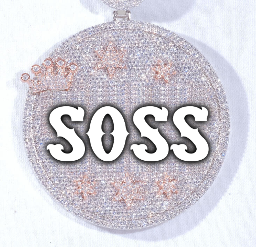 CUSTOM LETTER NECKLACE 3D BIG CROWN DISC