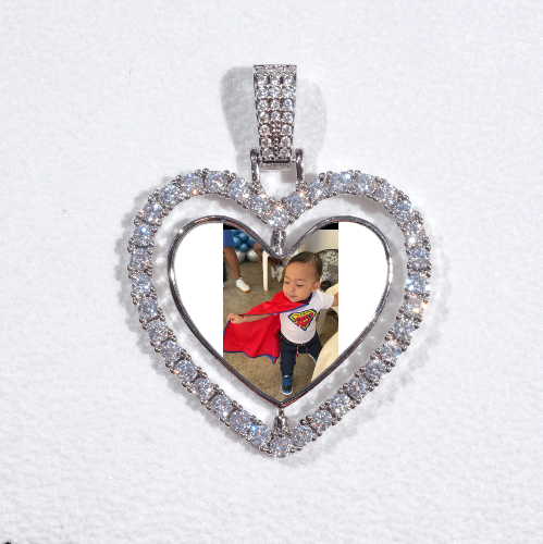 3D Spinning 2-Faced Heart Custom Picture Pendant