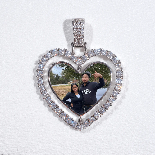 3D Spinning 2-Faced Heart Custom Picture Pendant