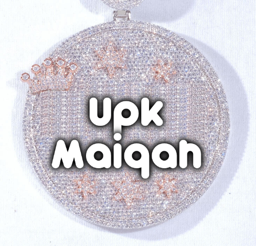 CUSTOM LETTER NECKLACE 3D BIG CROWN DISC