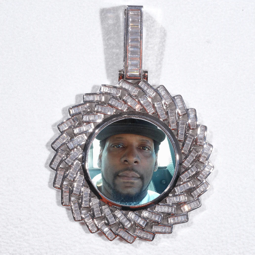 Large 3D Baguette Custom Picture Pendant