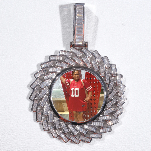 Large 3D Baguette Custom Picture Pendant
