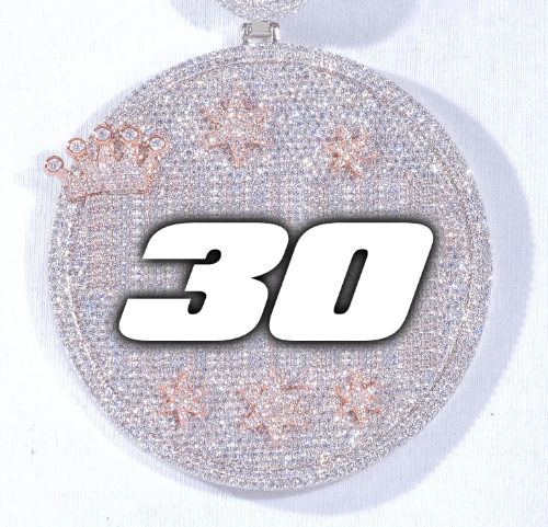 CUSTOM LETTER NECKLACE 3D BIG CROWN DISC