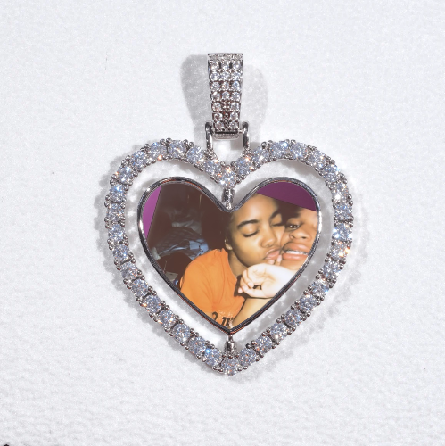 3D Spinning 2-Faced Heart Custom Picture Pendant