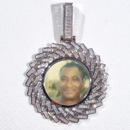 Large 3D Baguette Custom Picture Pendant