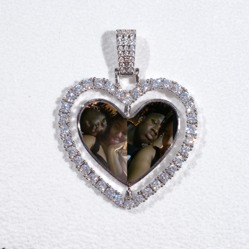 3D Spinning 2-Faced Heart Custom Picture Pendant