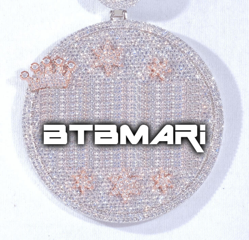 CUSTOM LETTER NECKLACE 3D BIG CROWN DISC