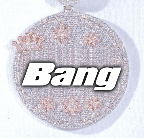 CUSTOM LETTER NECKLACE 3D BIG CROWN DISC