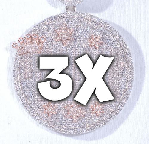 CUSTOM LETTER NECKLACE 3D BIG CROWN DISC
