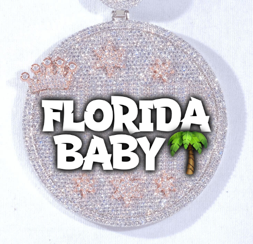 CUSTOM LETTER NECKLACE 3D BIG CROWN DISC