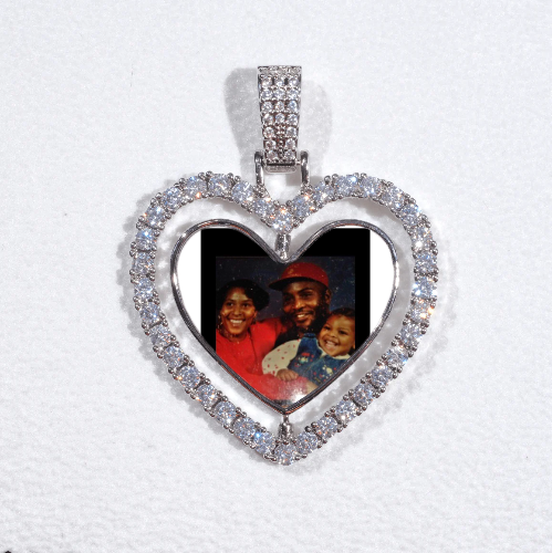 3D Spinning 2-Faced Heart Custom Picture Pendant