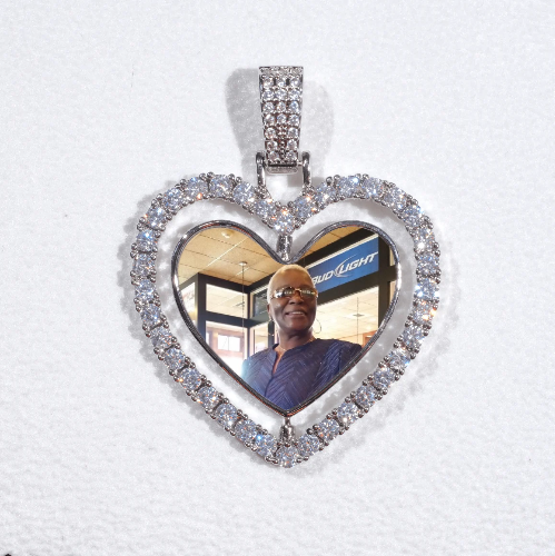3D Spinning 2-Faced Heart Custom Picture Pendant