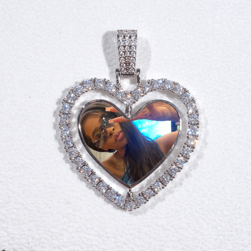 3D Spinning 2-Faced Heart Custom Picture Pendant