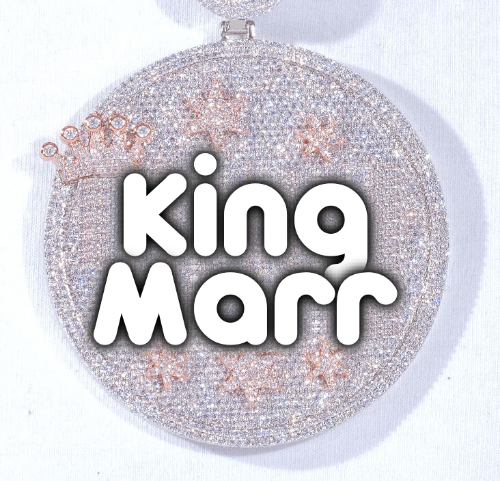 CUSTOM LETTER NECKLACE 3D BIG CROWN DISC